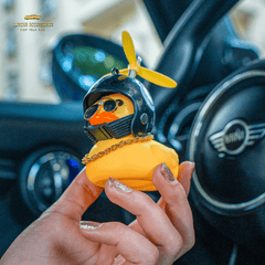 Cool Rider Duck β Spinning Helmet Car Dashboard Decor