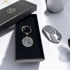 Mercedes-Benz Silver & White Outline Keyring