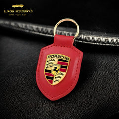 Porsche Authentic Leather Keychain.