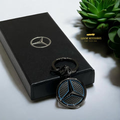 Mercedes-Benz Gunmetal Grey & Electric Blue Outline Keyring